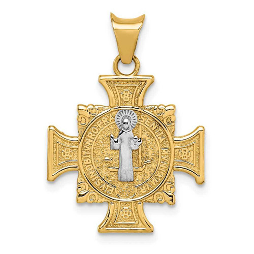 Image of 14K Yellow Gold and Rhodium St. Benedict Pendant