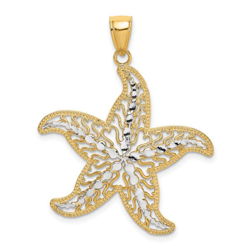 Image of 14K Yellow Gold and Rhodium Starfish Filigree Pendant