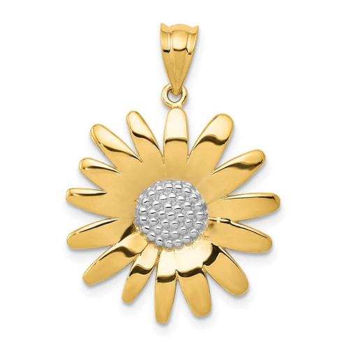 Image of 14K Yellow Gold and Rhodium Sunflower Pendant