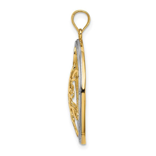 Image of 14K Yellow Gold and Rhodium Teardrop Shiny-Cut Cluster Pendant