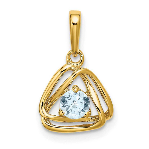 Image of 14K Yellow Gold Aquamarine Triangle Pendant