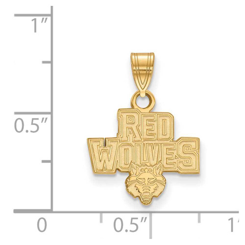 Image of 14K Yellow Gold Arkansas State University Small Pendant by LogoArt (4Y005ASU)