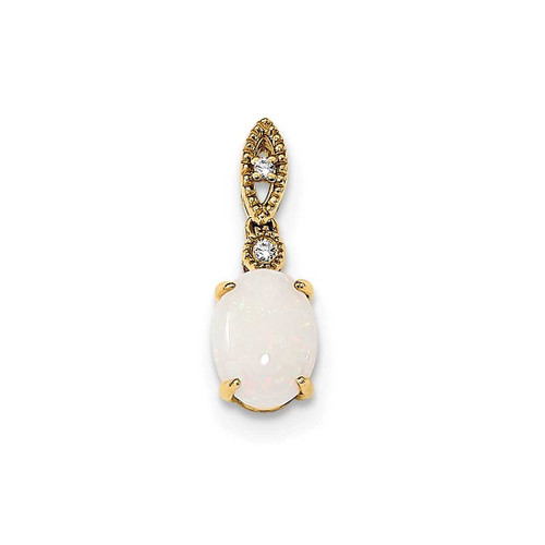 Image of 14K Yellow Gold Austrian Opal and Diamond Pendant XP5177OP