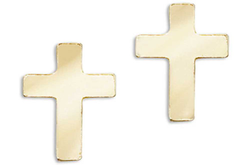 Image of 14K Yellow Gold Baby Cross Screwback Stud Earrings