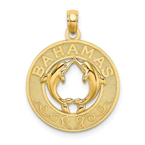 Image of 14K Yellow Gold Bahamas Frame Dolphin Pendant