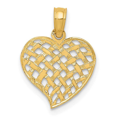 Image of 14K Yellow Gold Basket Weave Heart Pendant