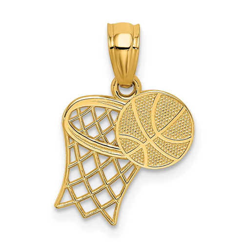 Image of 14K Yellow Gold Basketball & Hoop Pendant