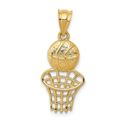 Image of 14K Yellow Gold Basketball & Net Pendant