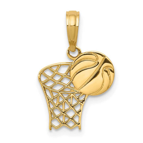 Image of 14K Yellow Gold Basketball Hoop & Ball Pendant