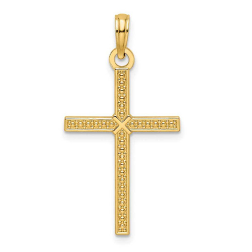 Image of 14k Yellow Gold Beaded & Polished Fancy Cross Pendant K9903