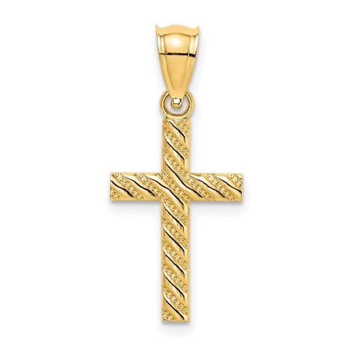 Image of 14K Yellow Gold Beaded and Polished Cross Pendant