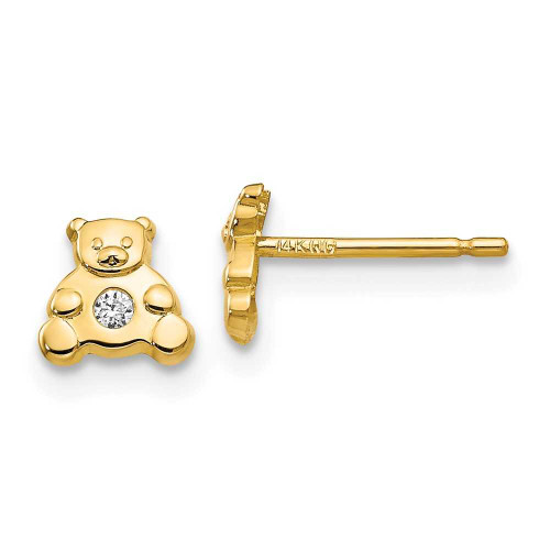 Image of 6mm 14K Yellow Gold Bear with CZ Earrings