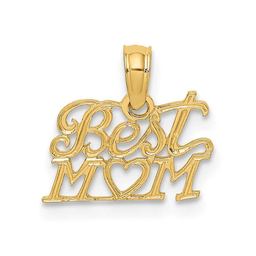 Image of 14K Yellow Gold Best Mom with Heart Pendant