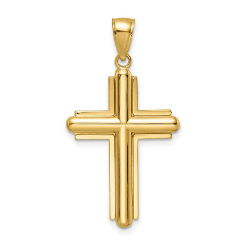 Image of 14k Yellow Gold Beveled Cross Pendant K8536
