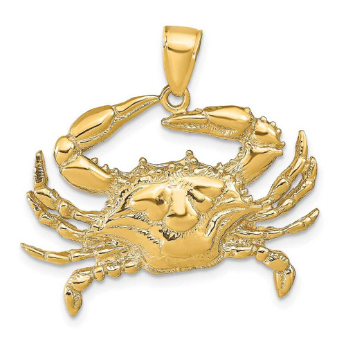 Image of 14K Yellow Gold Blue Crab Pendant D4109