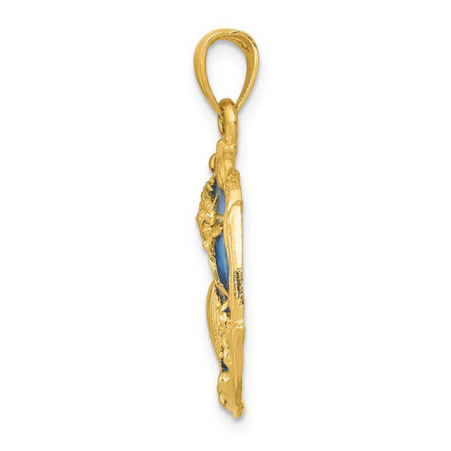 Image of 14K Yellow Gold Blue Enameled Shell Cluster Pendant