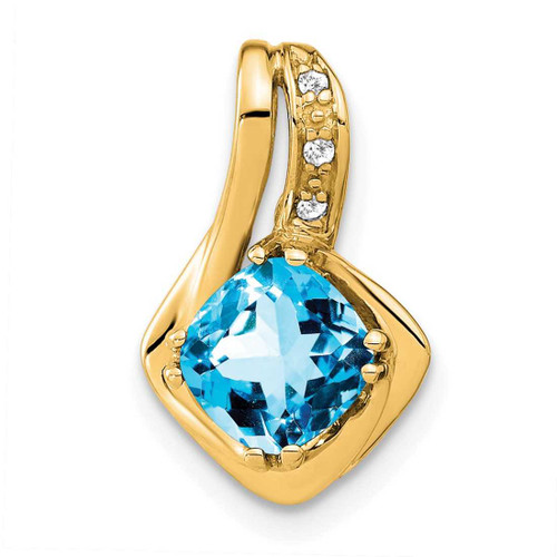 Image of 14K Yellow Gold Blue Topaz & Diamond Pendant PM7117-BT-002-YA