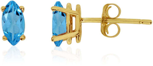 Image of 14K Yellow Gold Blue Topaz Marquise Earrings