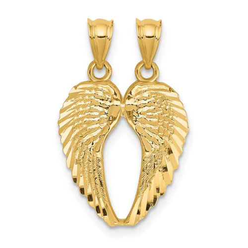 Image of 14K Yellow Gold Break Apart Shiny-Cut Angel Wings Pendant