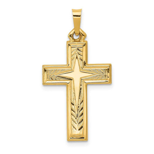 Image of 14K Yellow Gold Brushed & Polished Latin Cross Pendant XR1432