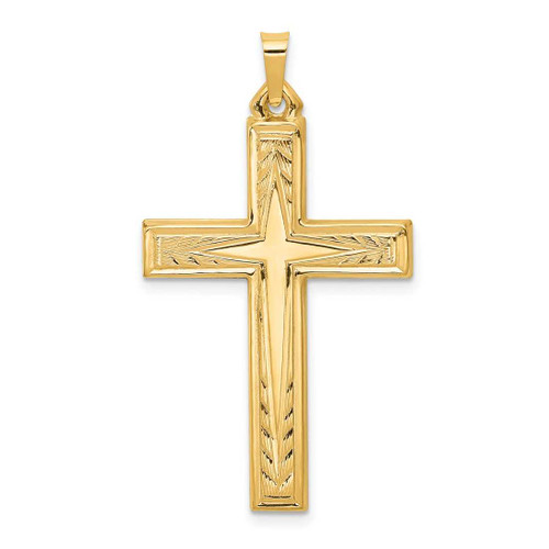 Image of 14K Yellow Gold Brushed & Polished Latin Cross Pendant XR1434
