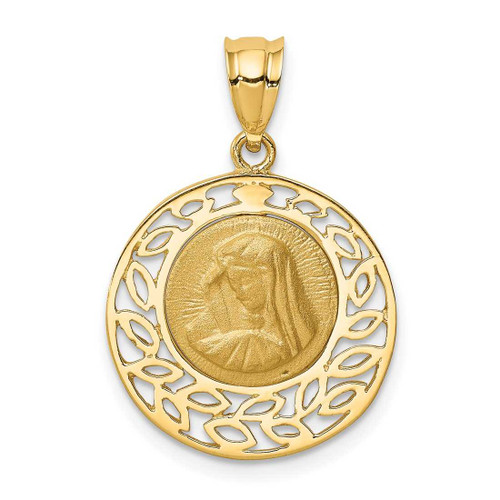Image of 14k Yellow Gold Brushed & Polished Virgin Mary Pendant