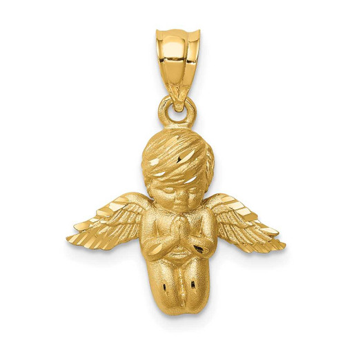 Image of 14k Yellow Gold Brushed & Shiny-cut Angel Pendant