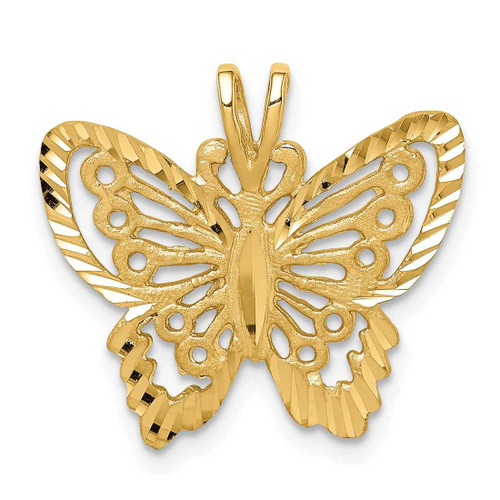 Image of 14k Yellow Gold Brushed & Shiny-cut Butterfly Slide Pendant