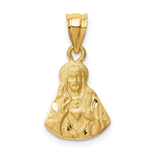 Image of 14K Yellow Gold Brushed & Shiny-Cut Jesus Pendant