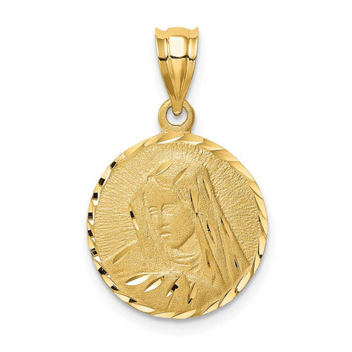 Image of 14K Yellow Gold Brushed & Shiny-Cut Virgin Mary Pendant