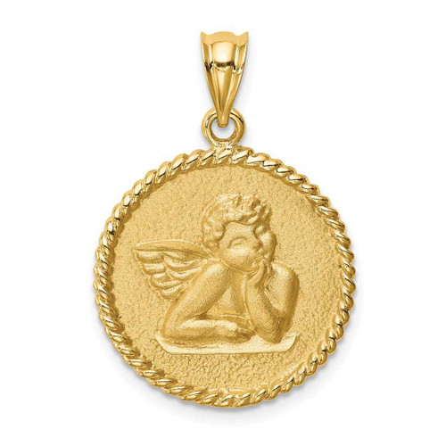 Image of 14k Yellow Gold Brushed Angel Pendant