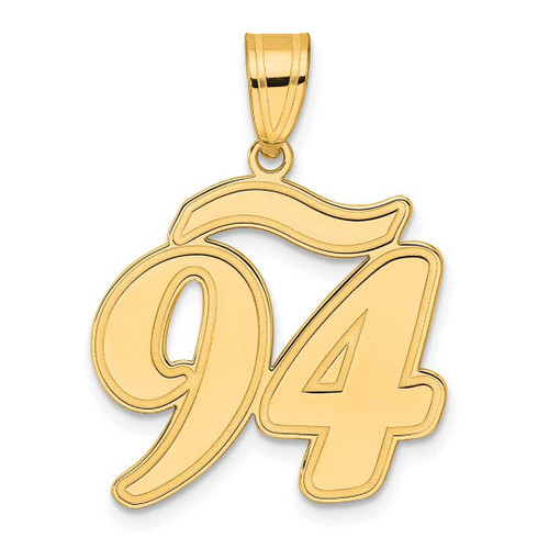 Image of 14K Yellow Gold Brushed Border Script Number 94 Pendant