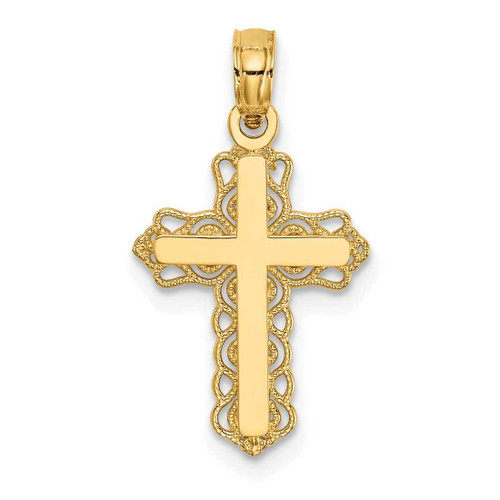 Image of 14K Yellow Gold Budded Cross Pendant D3501