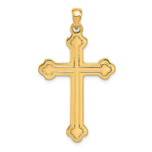 Image of 14K Yellow Gold Budded Cross Pendant XR141