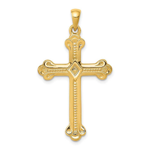 Image of 14K Yellow Gold Budded Cross Pendant XR149