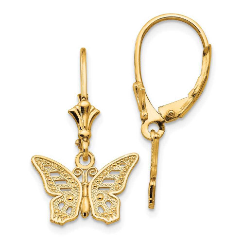 Image of 26mm 14K Yellow Gold Butterfly Leverback Earrings TF1768