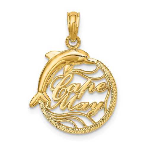 Image of 14K Yellow Gold Cape May Disc w/ Dolphin Pendant
