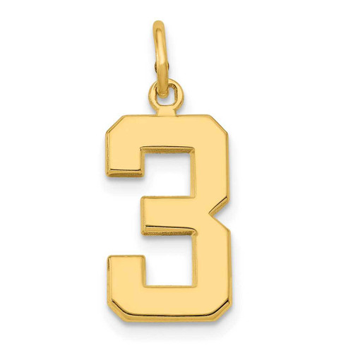 Image of 14K Yellow Gold Casted Medium Polished Number 3 Pendant