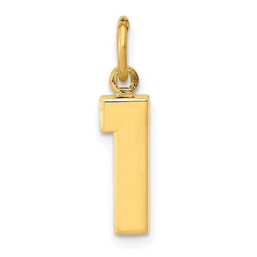 Image of 14K Yellow Gold Casted Small Polished Number 1 Charm