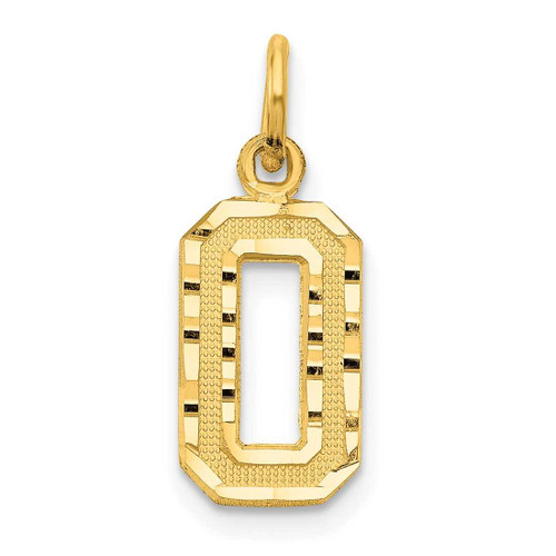 Image of 14K Yellow Gold Casted Small Shiny-Cut Number 0 Charm