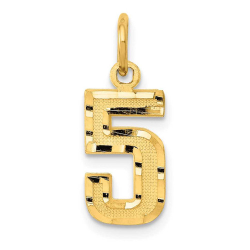 Image of 14K Yellow Gold Casted Small Shiny-Cut Number 5 Charm
