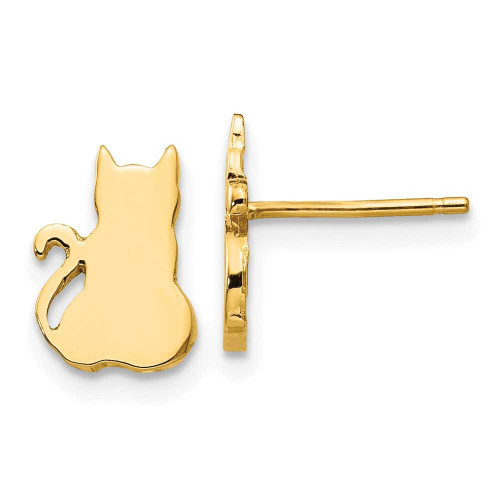 Image of 10mm 14K Yellow Gold Cat Stud Earrings