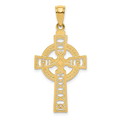 Image of 14K Yellow Gold Celtic Cross w/ Eternity Circle Pendant C4250