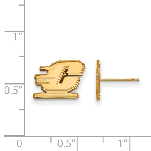 14K Yellow Gold Central Michigan University X-Small Post Earrings by LogoArt