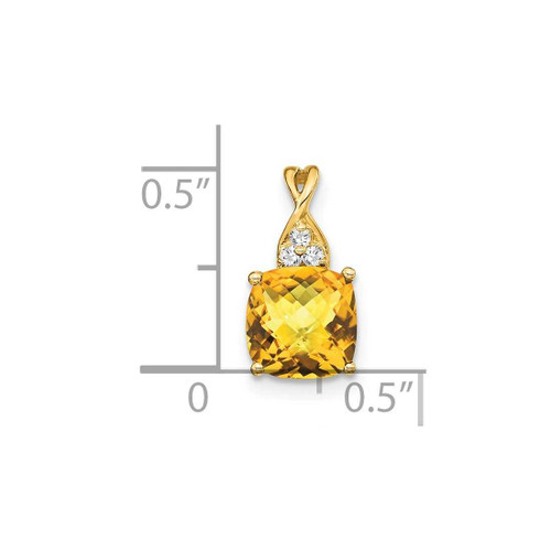 Image of 14K Yellow Gold Checkerboard Citrine and Diamond Pendant