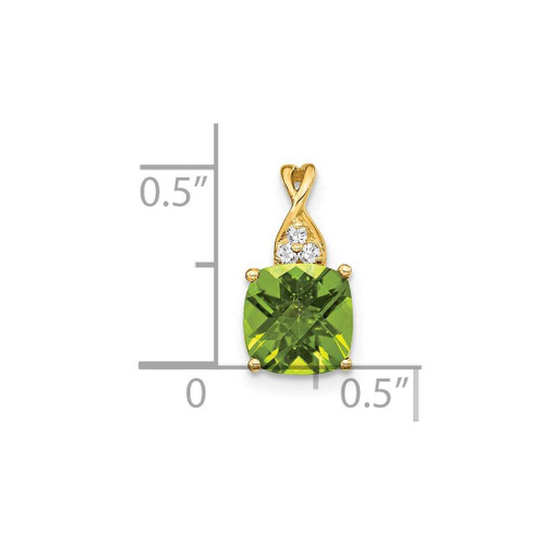 Image of 14K Yellow Gold Checkerboard Peridot and Diamond Pendant