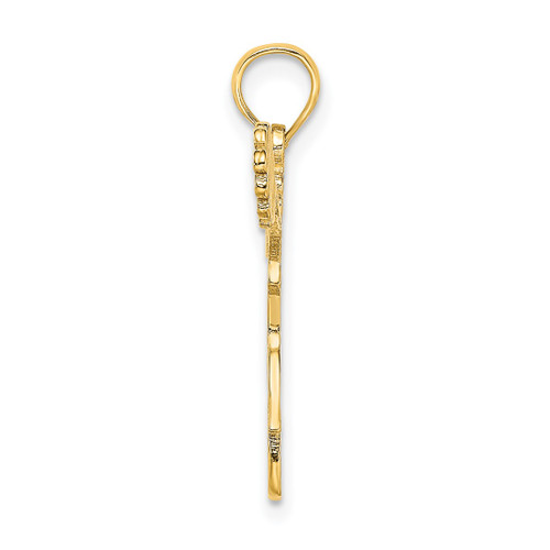 14K Yellow Gold Cheerleader Jumping with Pom-Poms Pendant C3555