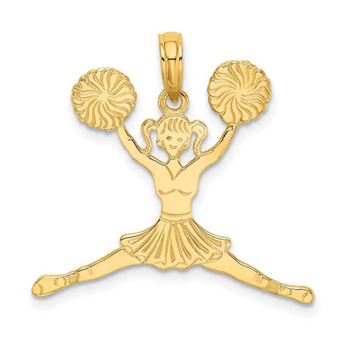 Image of 14K Yellow Gold Cheerleader Jumping with Pom-Poms Pendant C3558