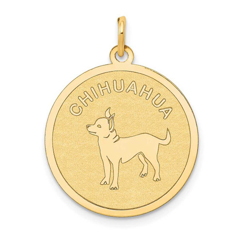 Image of 14K Yellow Gold Chihuahua Disc Charm