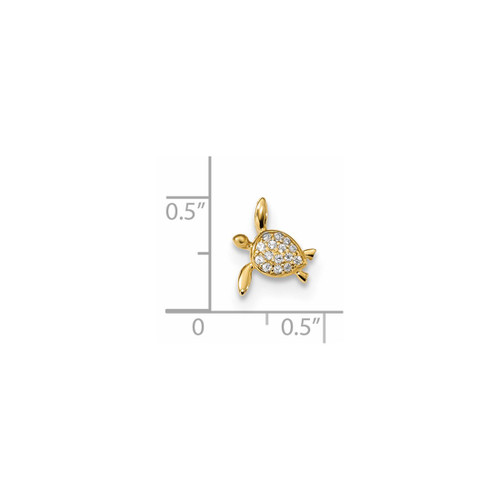 Image of 14K Yellow Gold Childrens CZ Sea Turtle Slide Pendant